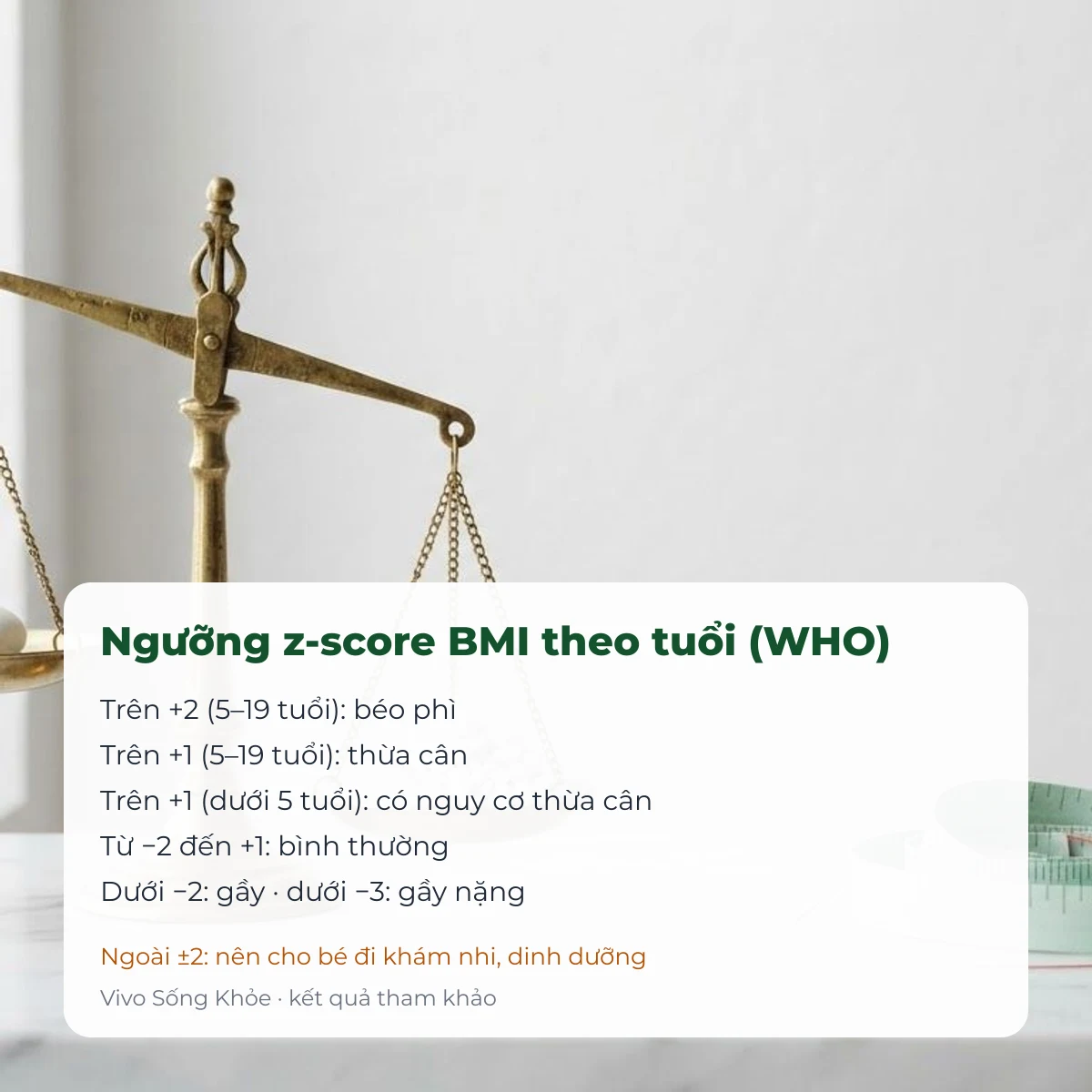 Ngưỡng z-score BMI theo tuổi của WHO cho trẻ em